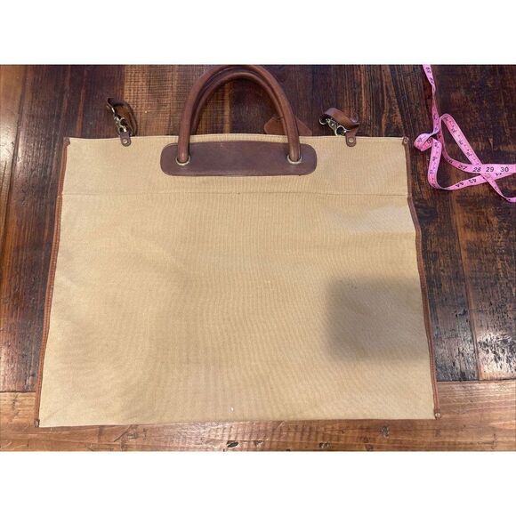 Clava American Third Avenue Mgmt Canvas Leather Oversized Slim Bag Rare - Picture 6 of 6